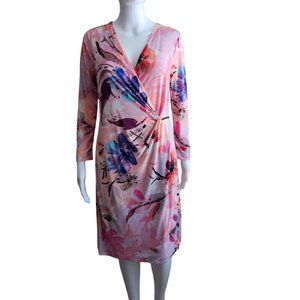 Calvin Klein Women's Long Sleeve Side-Ruched  Floral dress knee length